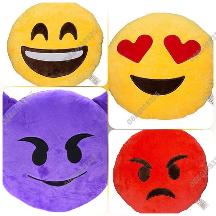 Голяма плюшена играчка Скуиши, Плюшена играчка Възглавница/ Пуф Емоджи
