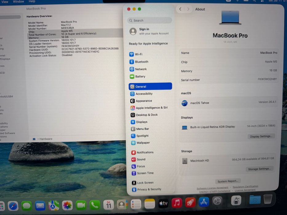 MacBook Pro 14" M5 10-CPU, 10-GPU, 16GB RAM, 1TB SSD, В ГАРАНЦИЯ APPLE CARE+ ДО 4.2029г