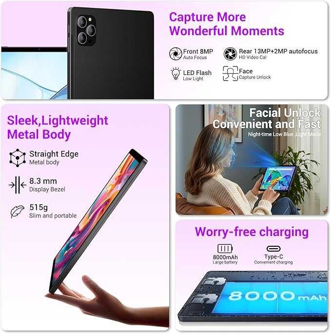 11 инчов Android 15 таблет с 5G WiFi с клавиатура ,мишка ,калъф,стилус