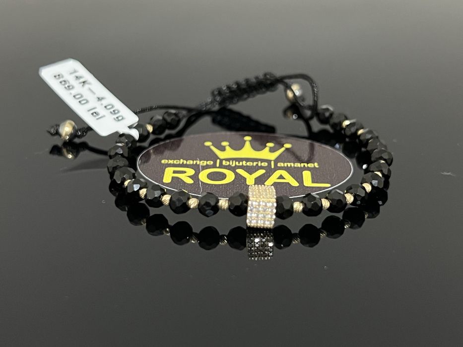 Bijuteria Royal CB : Bratara cu snur bile aur 14k 4,09 grame