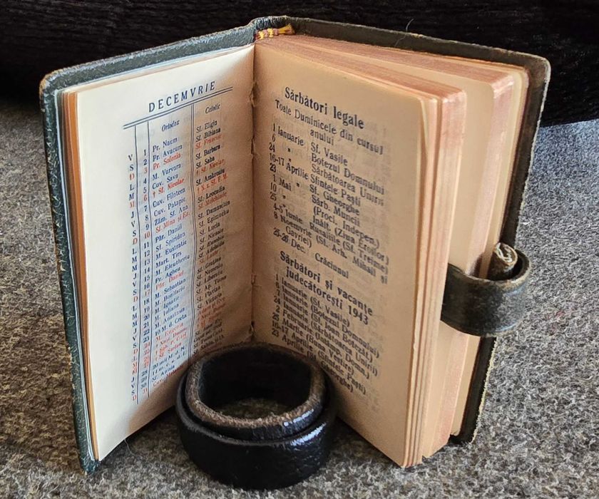Agendă vintage - editată de Editura Cartea Romaneasca în 1943 pentru anul 1944 -