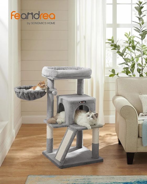 Ansamblu pentru pisici, Feandrea, PCT51W, Gri, 48 x 48 x 96 cm