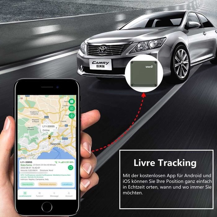 GPS Тракер за кола с безплатно приложение магнит и батерия LEKEMI L11
