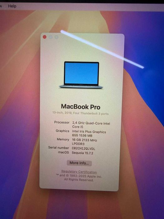 MacBook Pro 13” 2019 Touch Bar | i5 Quad-Core | 16GB RAM | 256GB SSD | Space Gray