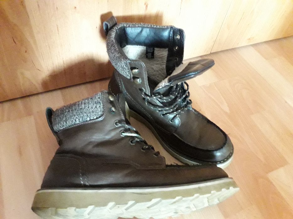 GHETE piele de iarna calduroase imblanite talpa groasa - maro barbati