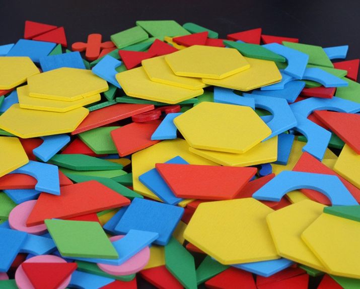 НАМАЛЕН! Нов дървен конструктор мозайка с 250 части строител + ШАБЛОНИ