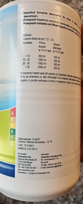 3l Substanta tratare piscina anticalcar+rugina