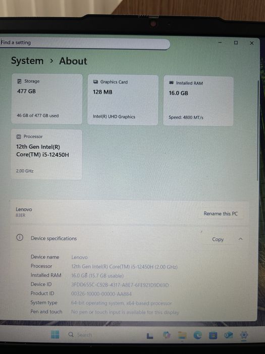 Lenovo IdeaPad Slim 3  i5 12450H  16GB DDR5  512GB SSD
