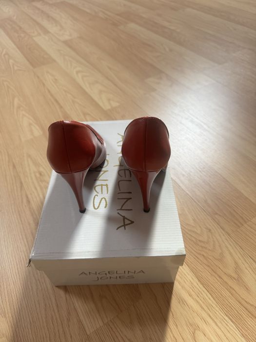 Pantofi stiletto, piele, culoare rosie, 35
