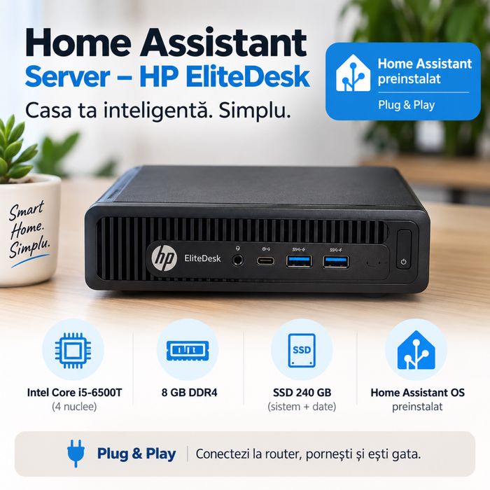 Server Home Assistant HP Mini PC i5 / 8GB / SSD 240GB – gata configurat