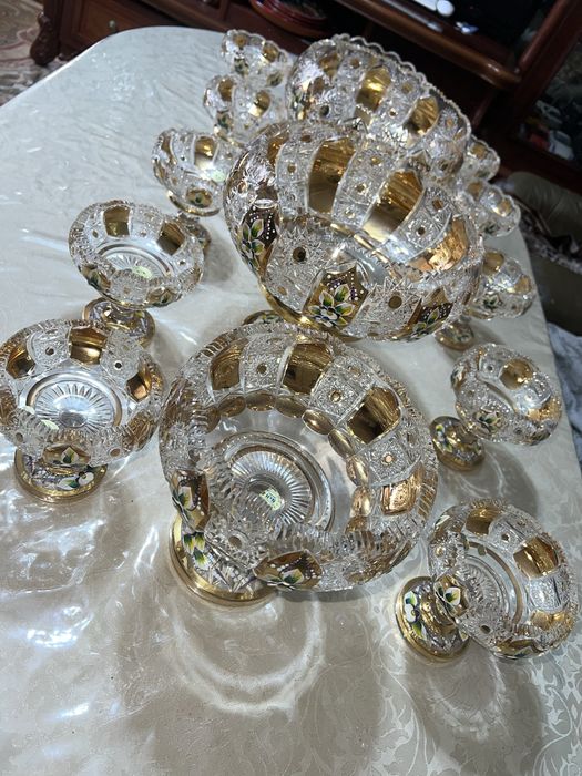 Чешская Богема, хрусталь с золотом, ручная работа, набор из 14 шт.