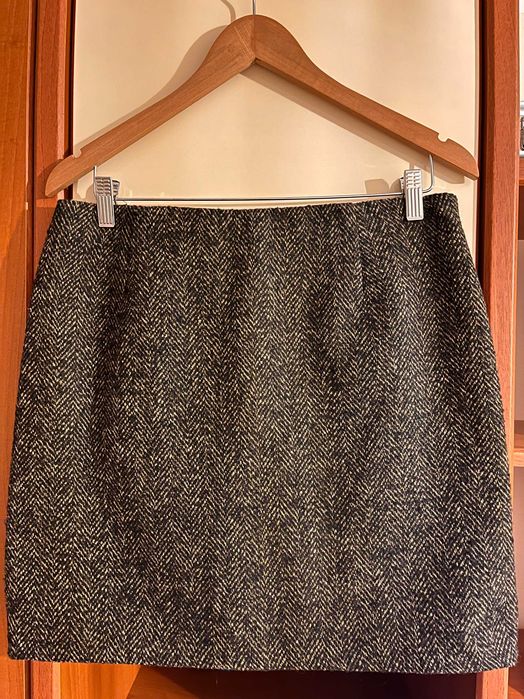 Fusta mini H&M cu model herringbone maro/negru