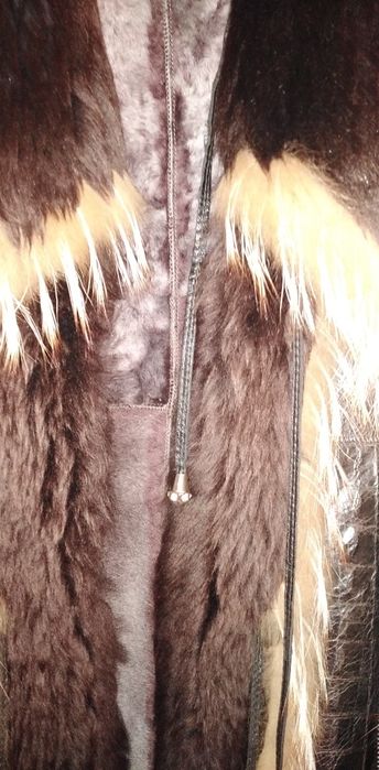 Кожено палто с естествен косъм