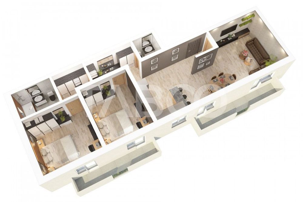 Apartament 78 mpu 3 camere decomandate 2 balcoane 2 bai COMISION 0
