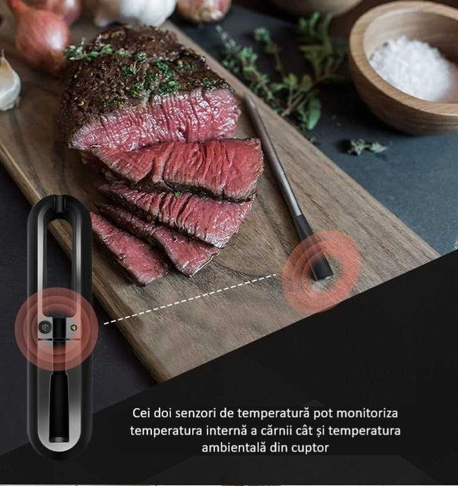 Termometru inteligent pentru carne cu aplicatie si conexiune bluetooth