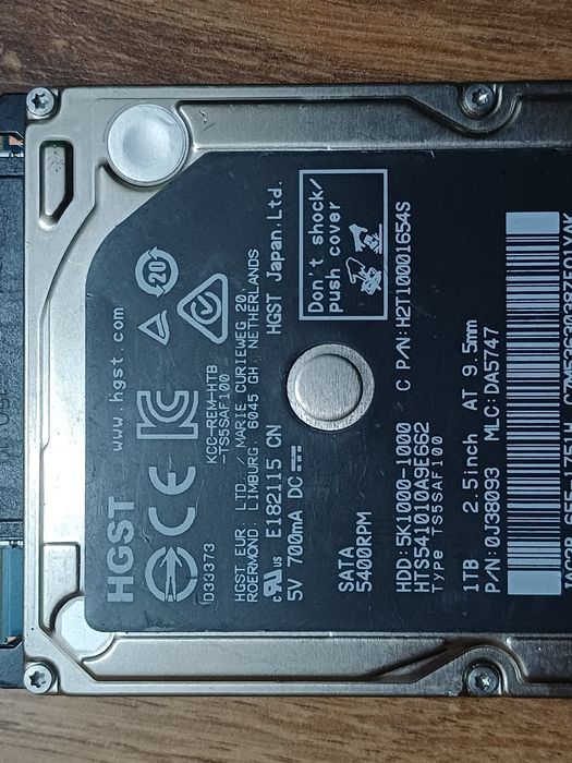 Hard  1TB HGST Laptop HDD 5K1000-1000 2.5 inch Sata Hard  1000GB
Este