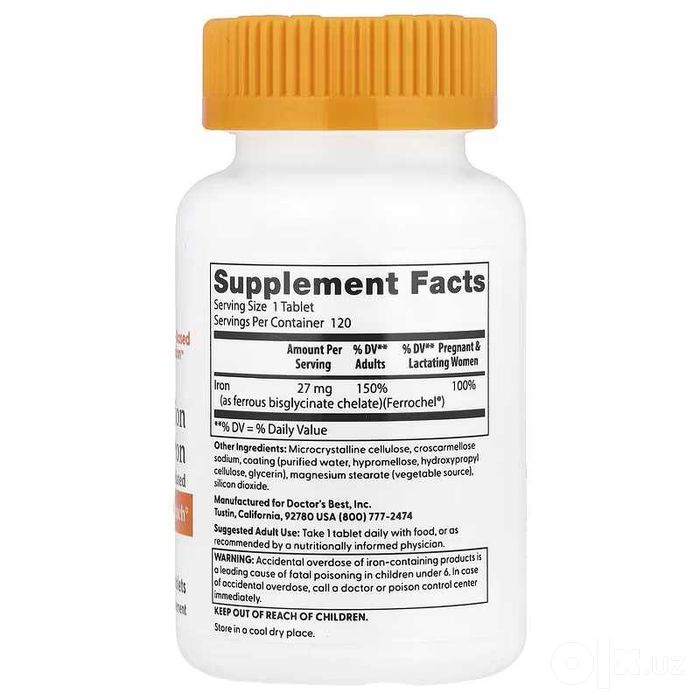 Doctor's Doctors Best High Absorption Iron железо temir