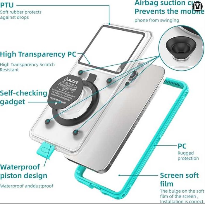 Husă de Telefon SUBACVATICA Rezistentă la Apă IP68