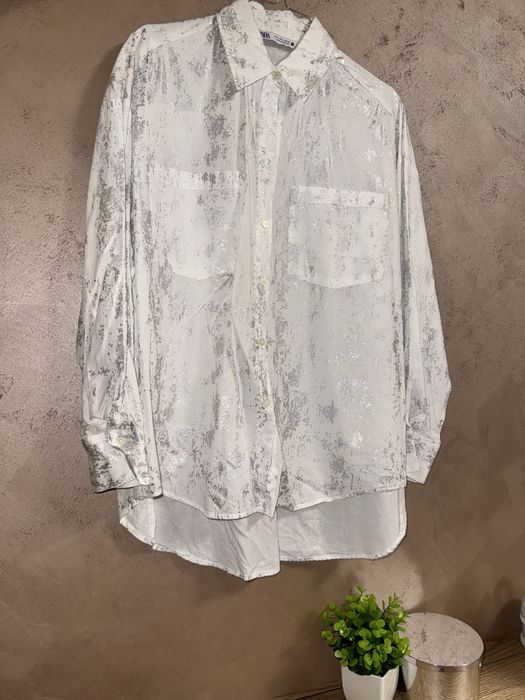 Бяла тиза със сребристо ZARA