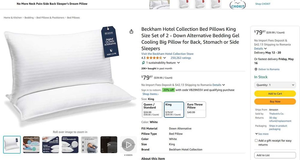 Set 2 perne Beckham Hotel Collection, 51×91 cm, racoritoare, lavabile