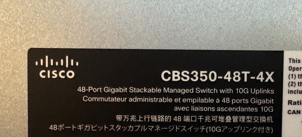 Stack 4x switch Cisco CBS350-48T-4x