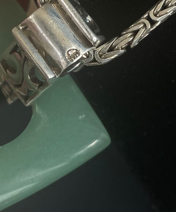 сребърн  925  синджир  с висулка., нефрит