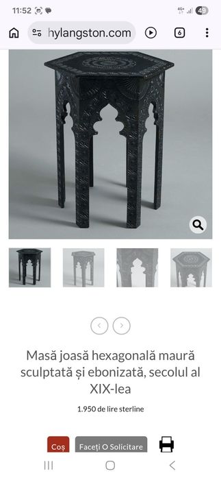 Masă din lemn sculptata manual
