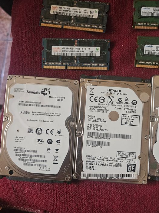 Lot 10 memorii de 4gb ddr3 si 5 harduri 500gb laptop 100% viata