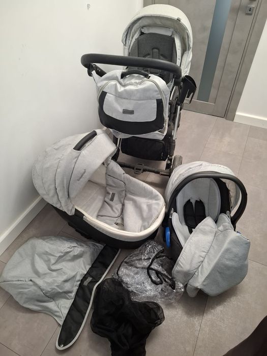 Carut Krausman 3 in 1  gri + scaun auto