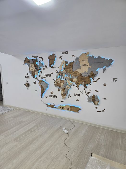 Uy va ofisingizni , 3D dunyo xaritasi bilan bezang