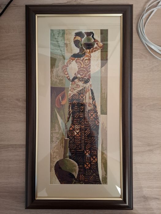 Goblen Femeie Africana cu Vas de Lut 15 x 40 cm