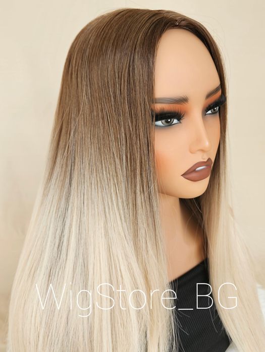 Дълга права руса перука без бретон