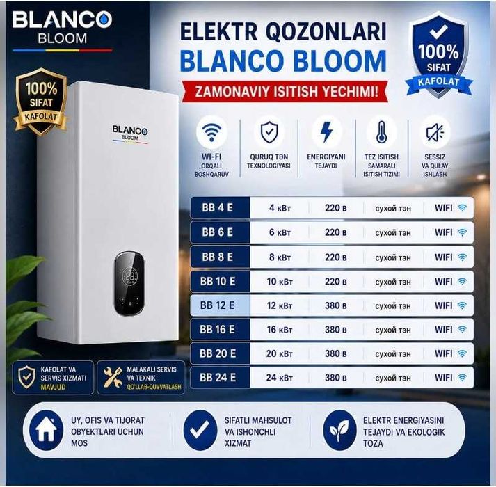 Электрический котел со склада оптом нархда BLANCO BLOOM 12kVt katyol