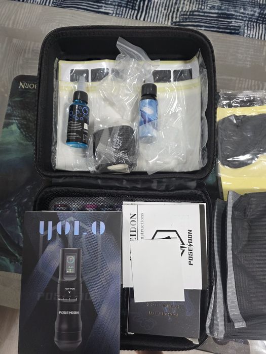 Kit Tatuat Complet NOU - Aparat Wireless Poseidon YOLO Flip Pen