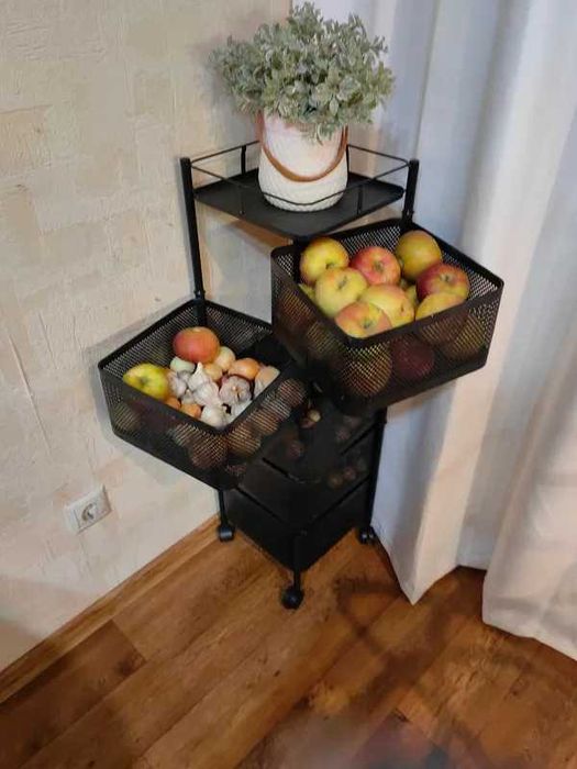 Этажерка для овощей и фруктов Этажерка напольная на колёсиках