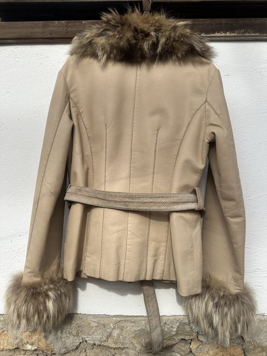 Италианско кожено яке с кожена яка и маншети