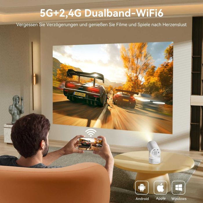 Videoproiector cu baterie, Android 11.0, WLAN6 si BT5.3, 1080P 4K