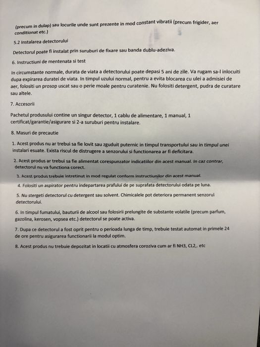Detector pentru scurgeri de gaz si monoxid de carbon plus electovana