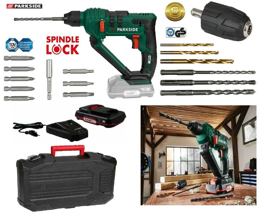 НОВ Немски Акумулаторен Перфоратор SDS 20 V LI-ON Parkside Боди