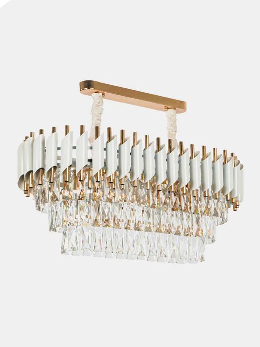 Люстра с кристаллами, белая и черная, овальная, для зала и гостиной,.