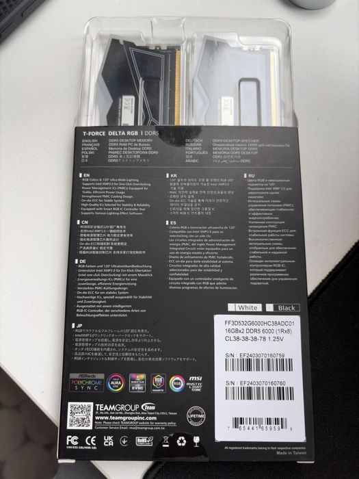 Оперативная память t-force delta rgb ddr5 32gb