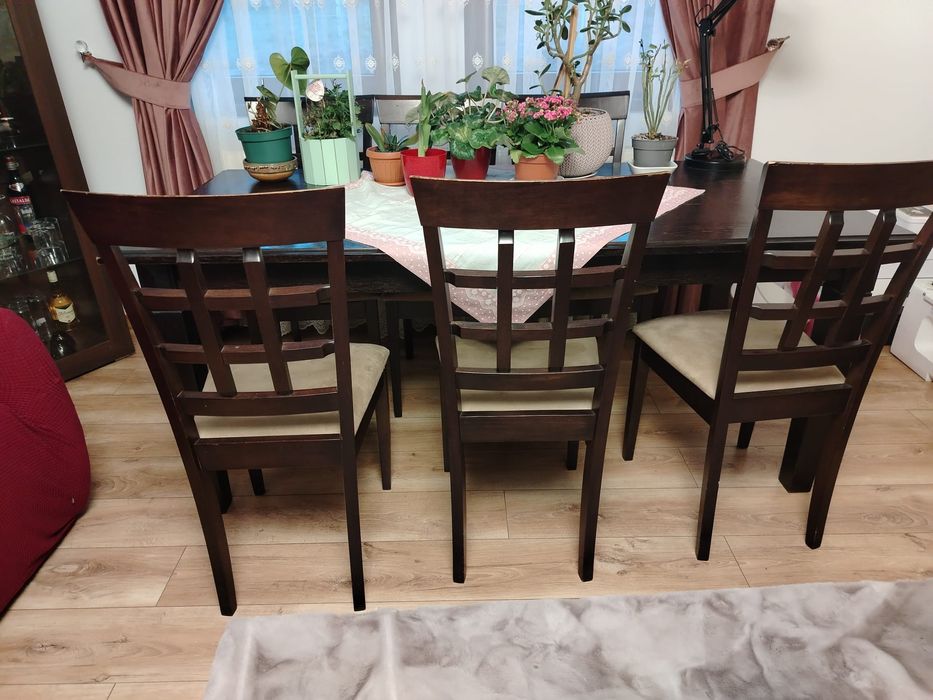 Vind set masă cu 6 scaune lemn masiv