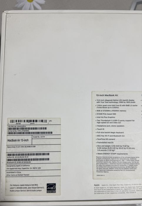 как новый Macbook Air 8/512 Touch ID sotiladi A2179