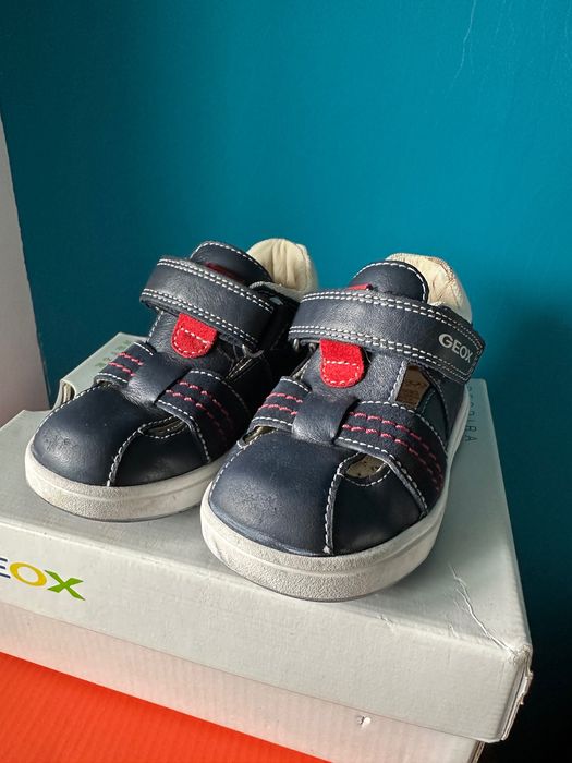 Geox, Marimea 22 -  sandale de piele Alb, Albastru marin