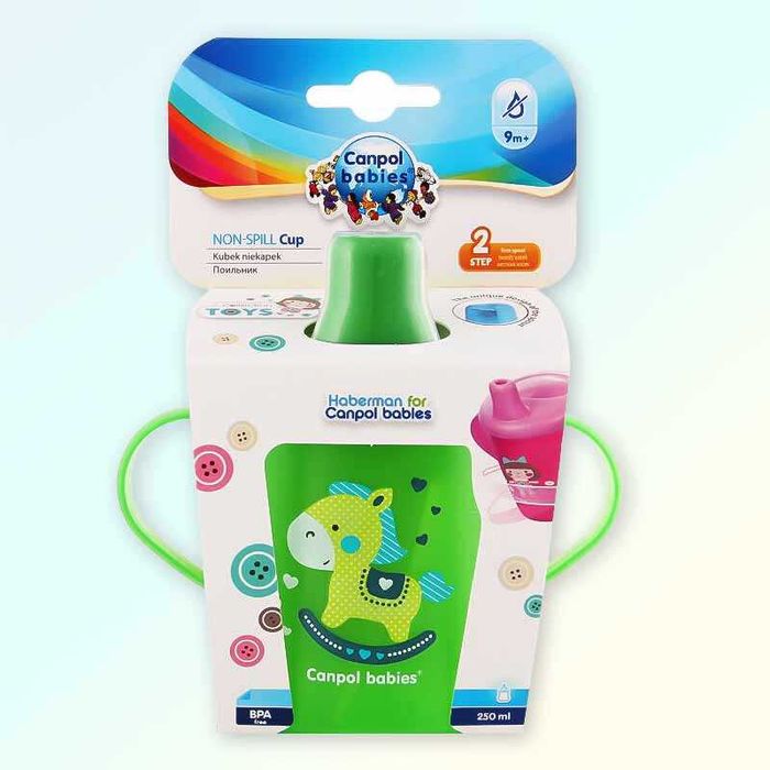 Чаша за бебе против разливане 250 мл с лъжичка за хранене, Canpol