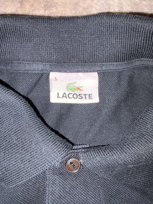 Polo Lacoste mânecă lungă, negru, mărime 5 (L)