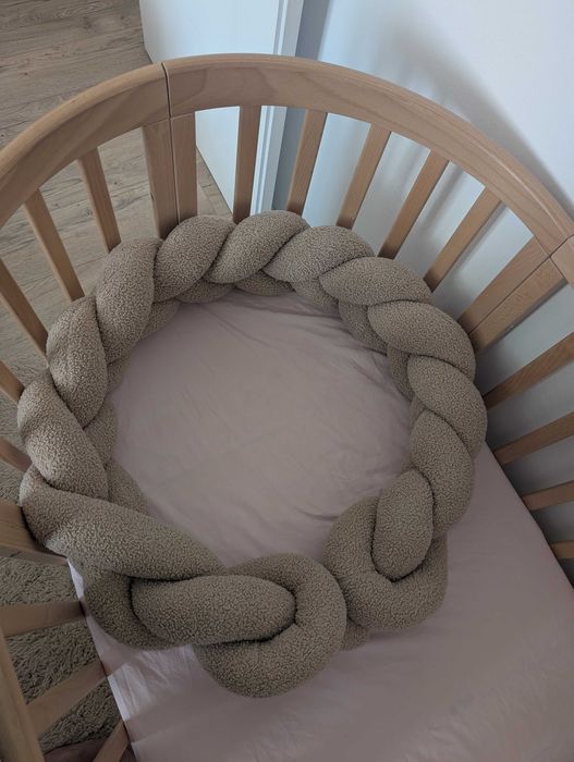 Protectie laterala Jukki pentru patut impletita bej 180cm