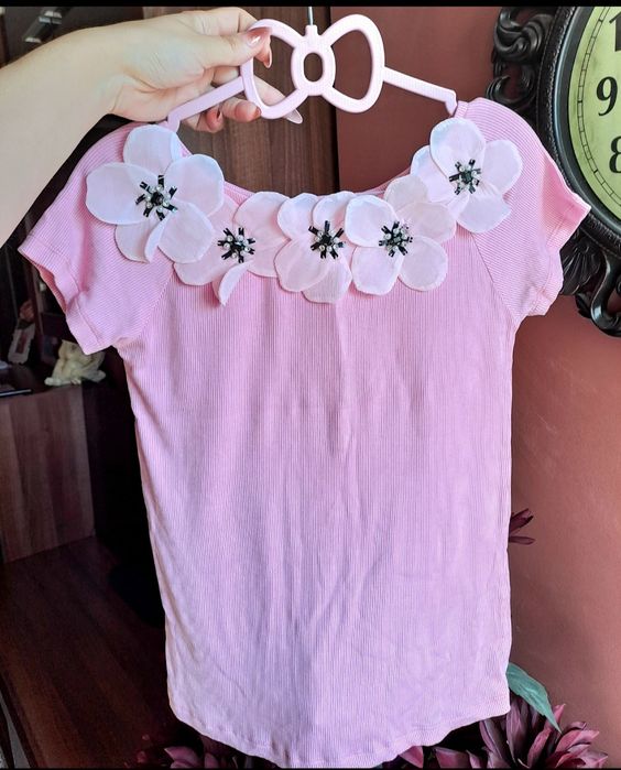 Bluza elegantă roz cu flori bluza bumbac elastic NOUA pt dama