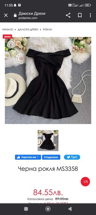 Дамска черна рокля