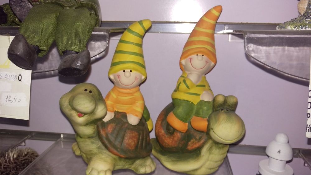 figurine textile din basme elfi pitici ciuperci o pereche din ceramica